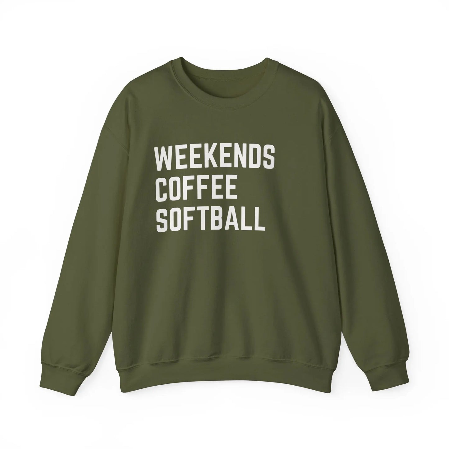 Weekends Coffee Softball Sweatshirt Printify