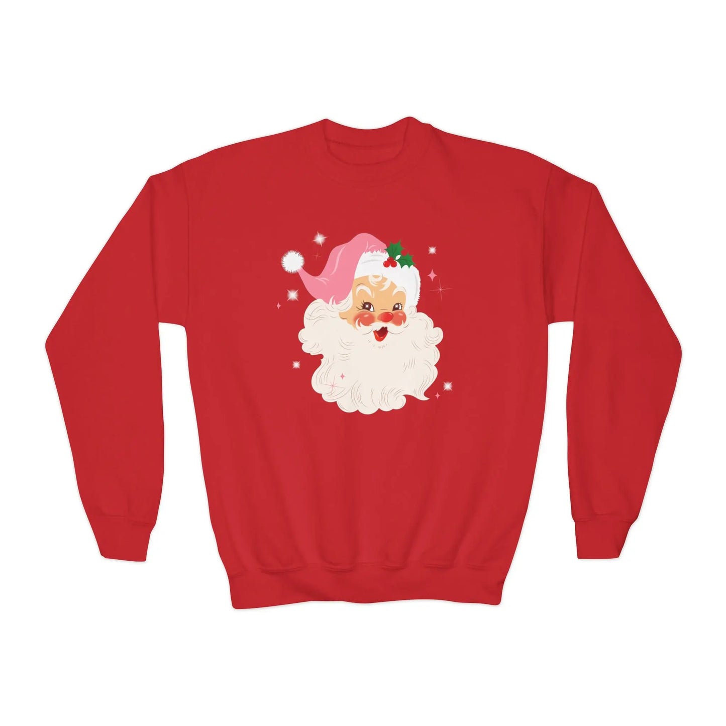 Youth Vintage Cheerful Santa Sweatshirt Printify