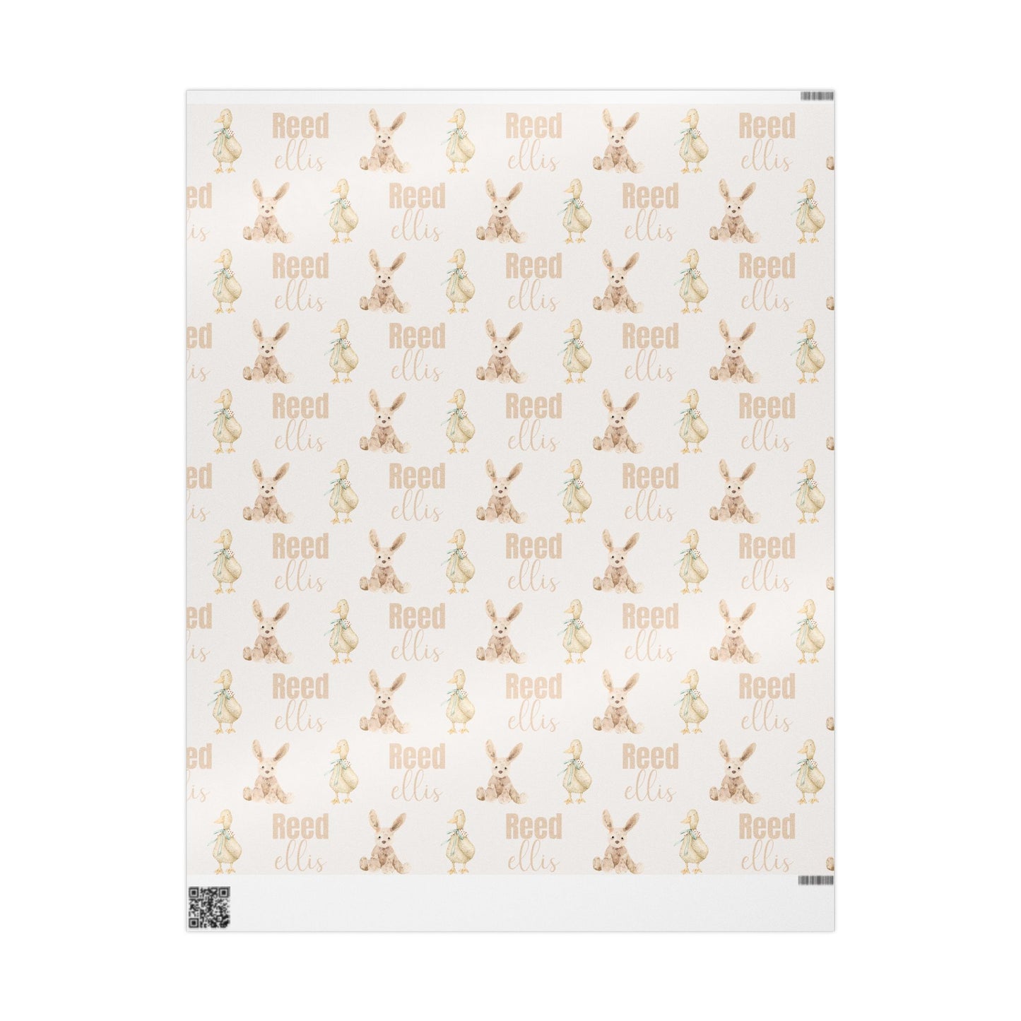 Wrapping Paper Roll - Custom Name Bunny and Goose Baby Shower