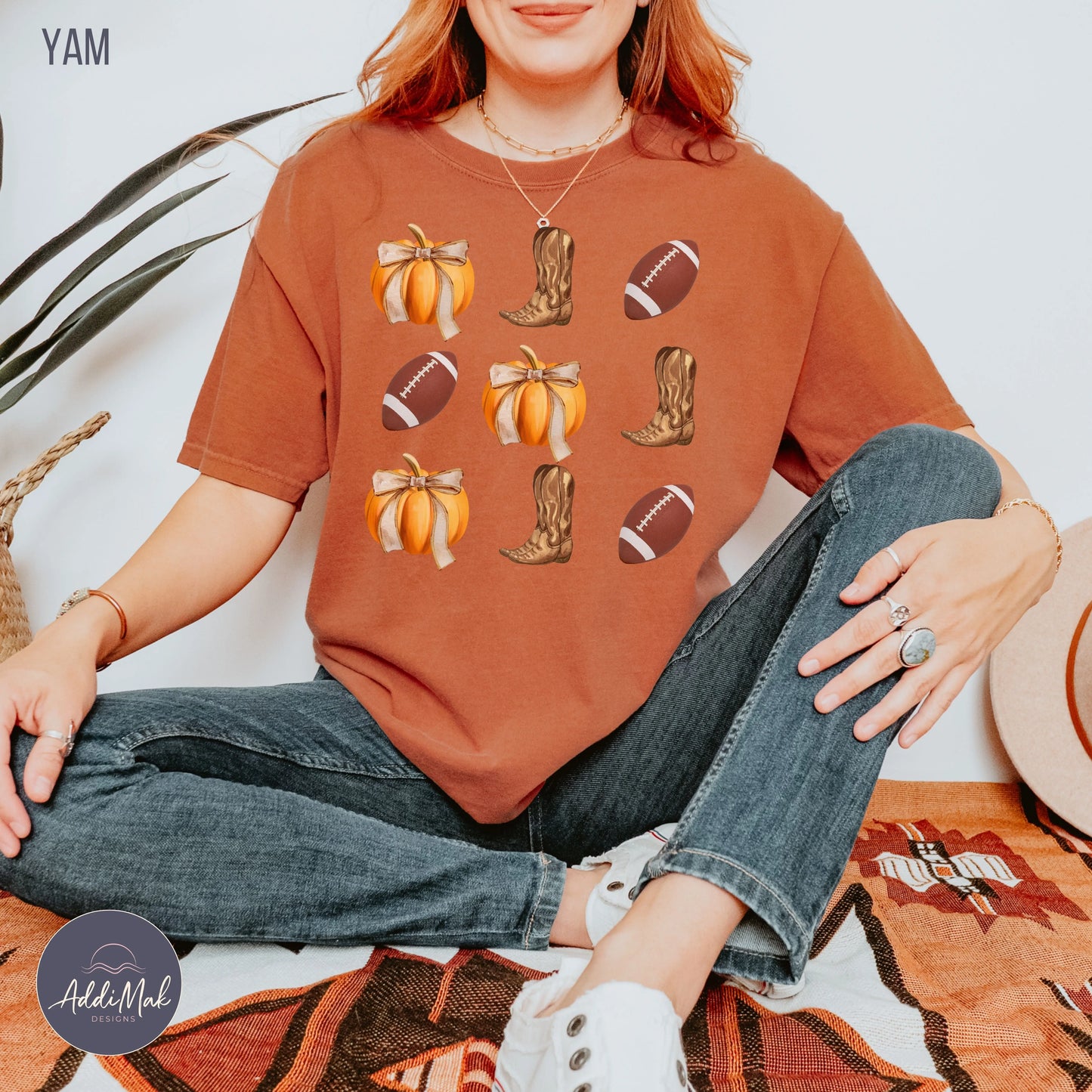 Football Pumpkins Coquette T-shirt Printify