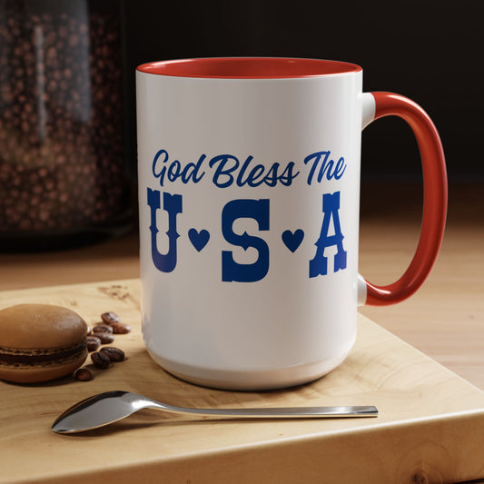 God Bless The USA Coffee or Tea Mug - Perfect Gift for Proud Americans, Coffee Lovers, Home Decor, Office Essentials, Father's Day, July 4th