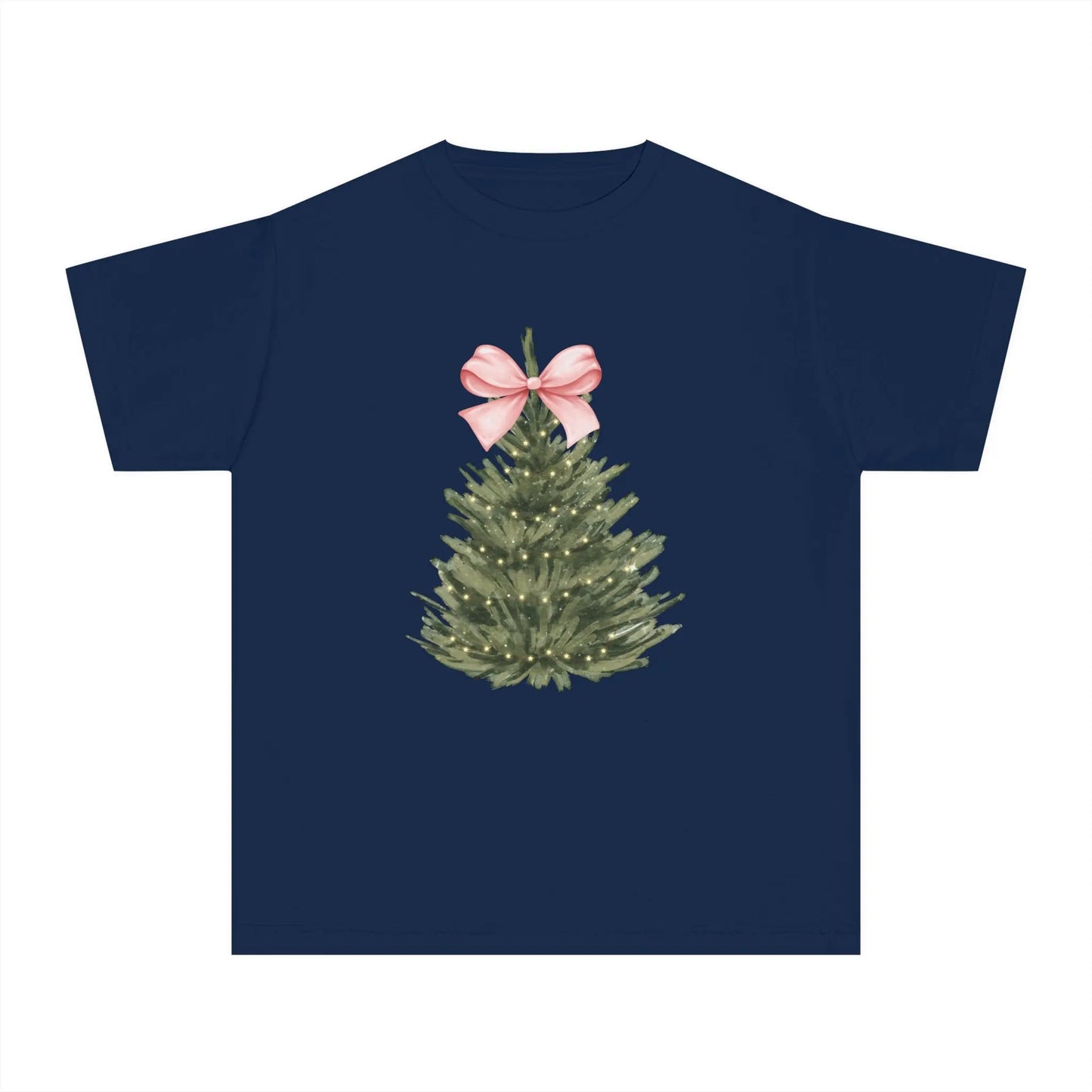 Youth Coquette Christmas Tree T-Shirt Printify