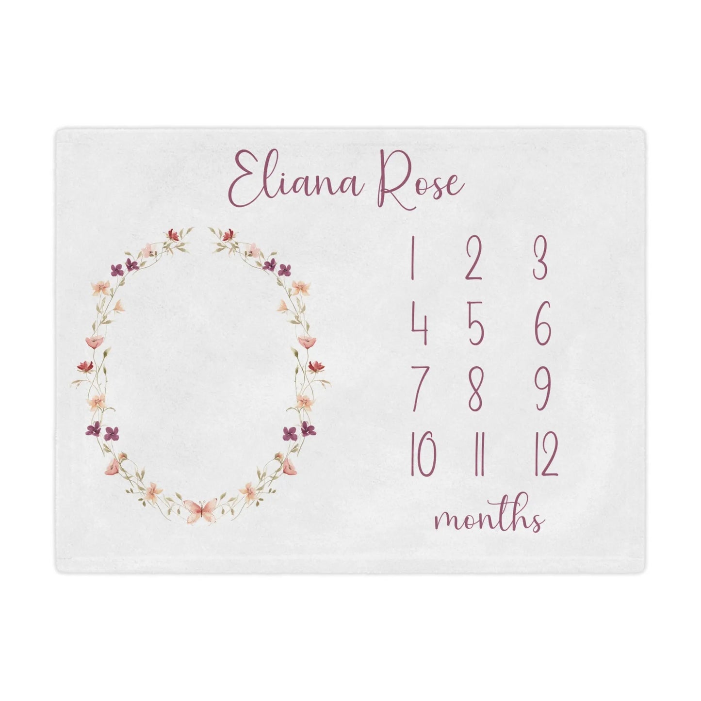 Personalized Wildflower Milestone Baby Blanket Printify