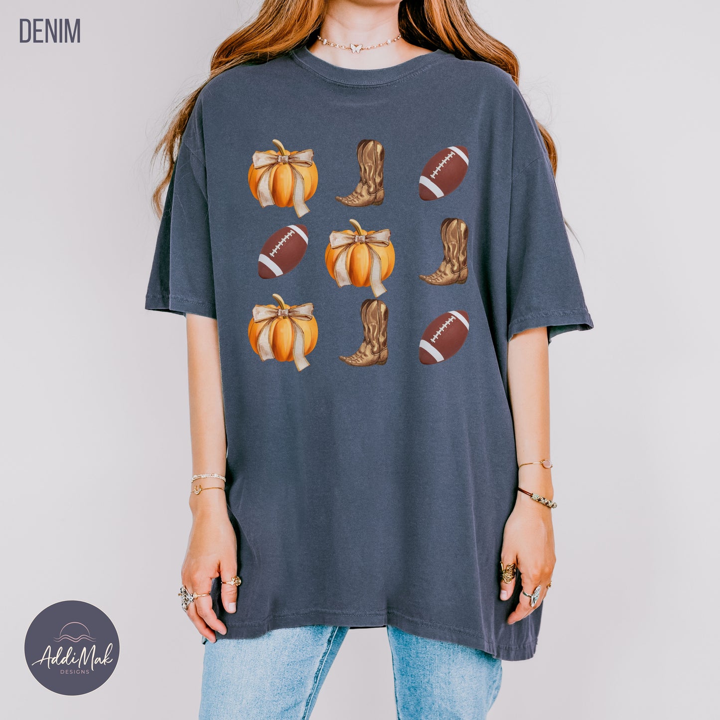 Football Pumpkins Coquette T-shirt