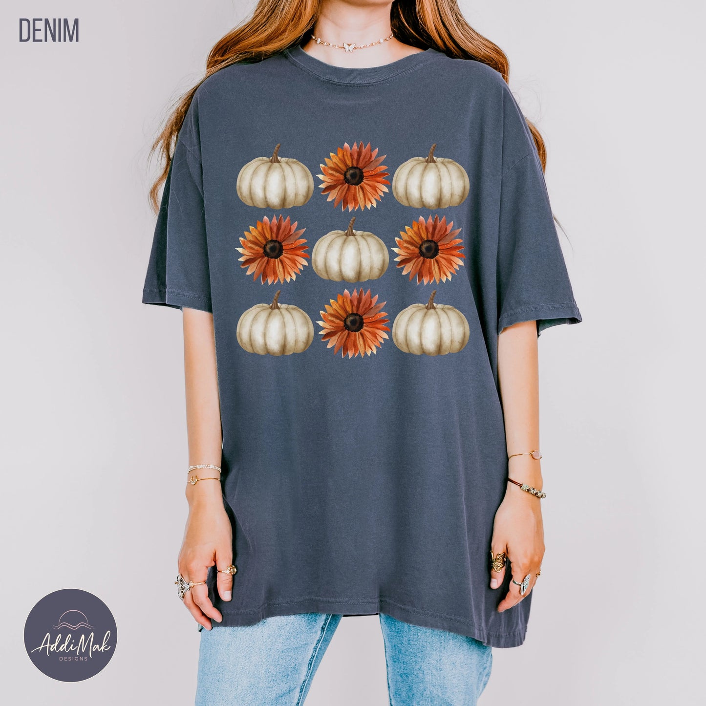 Pumpkins and Sunflowers Fall T-shirt Printify