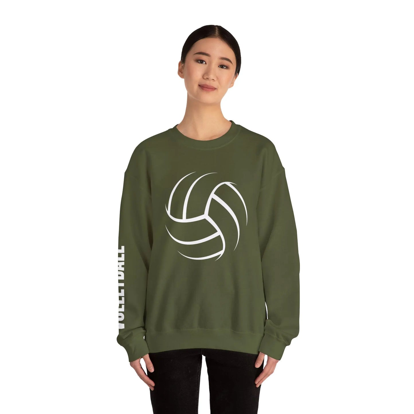 Volleyball Crewneck Sweatshirt with Sleeve Print Printify