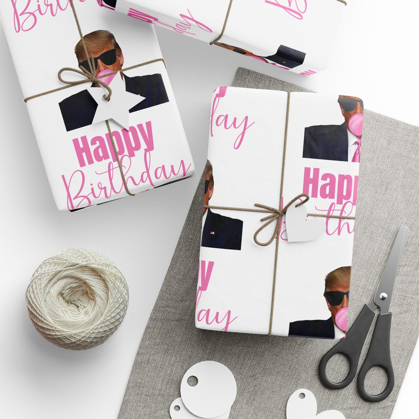 Wrapping Paper Roll - Trump Bubble Gum Happy Birthday