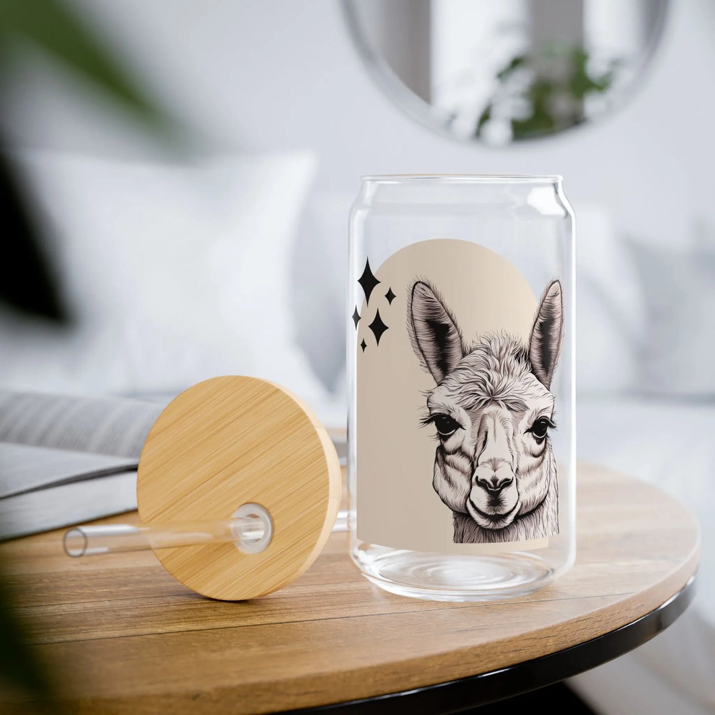 Boho Llama Sipper Glass Printify