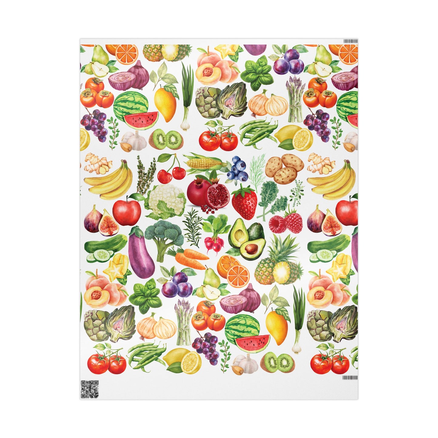 Wrapping Paper Roll - Fruit and Veggie Cottage Core Design