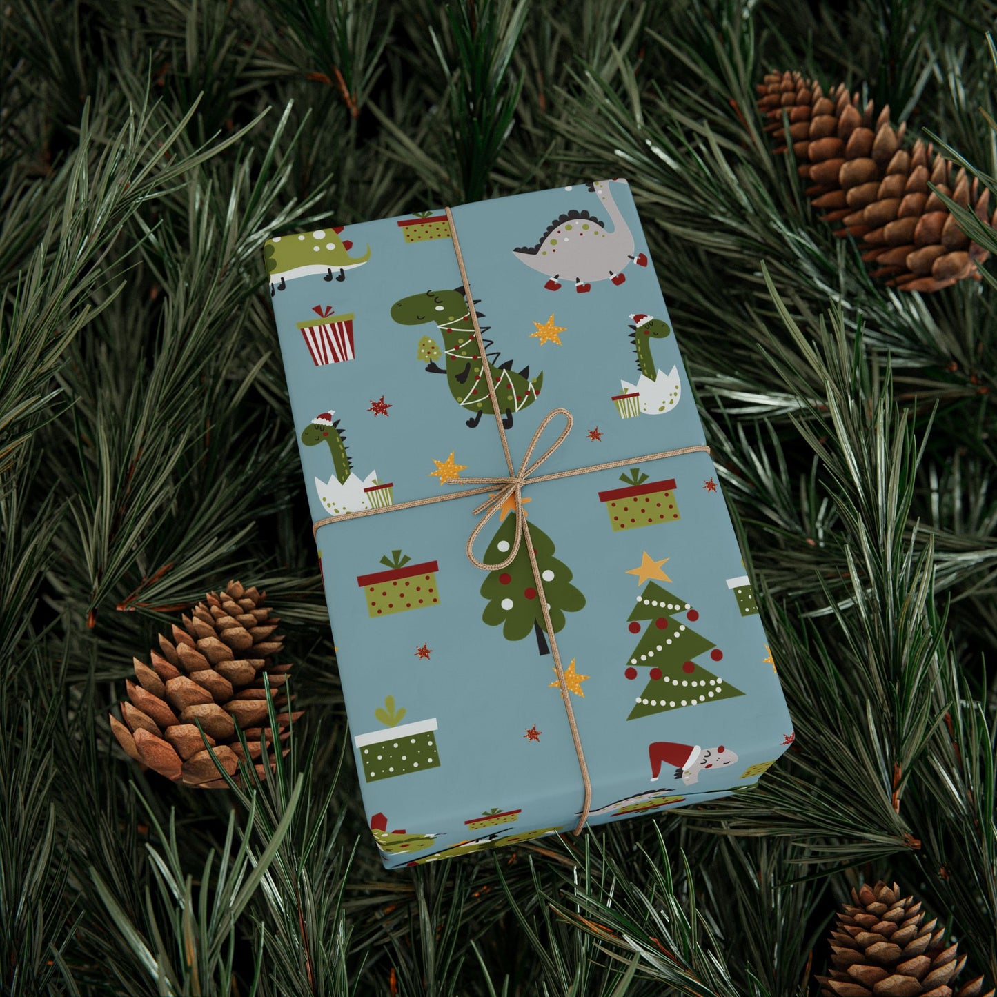 Wrapping Paper Roll - Christmas Dinosaur