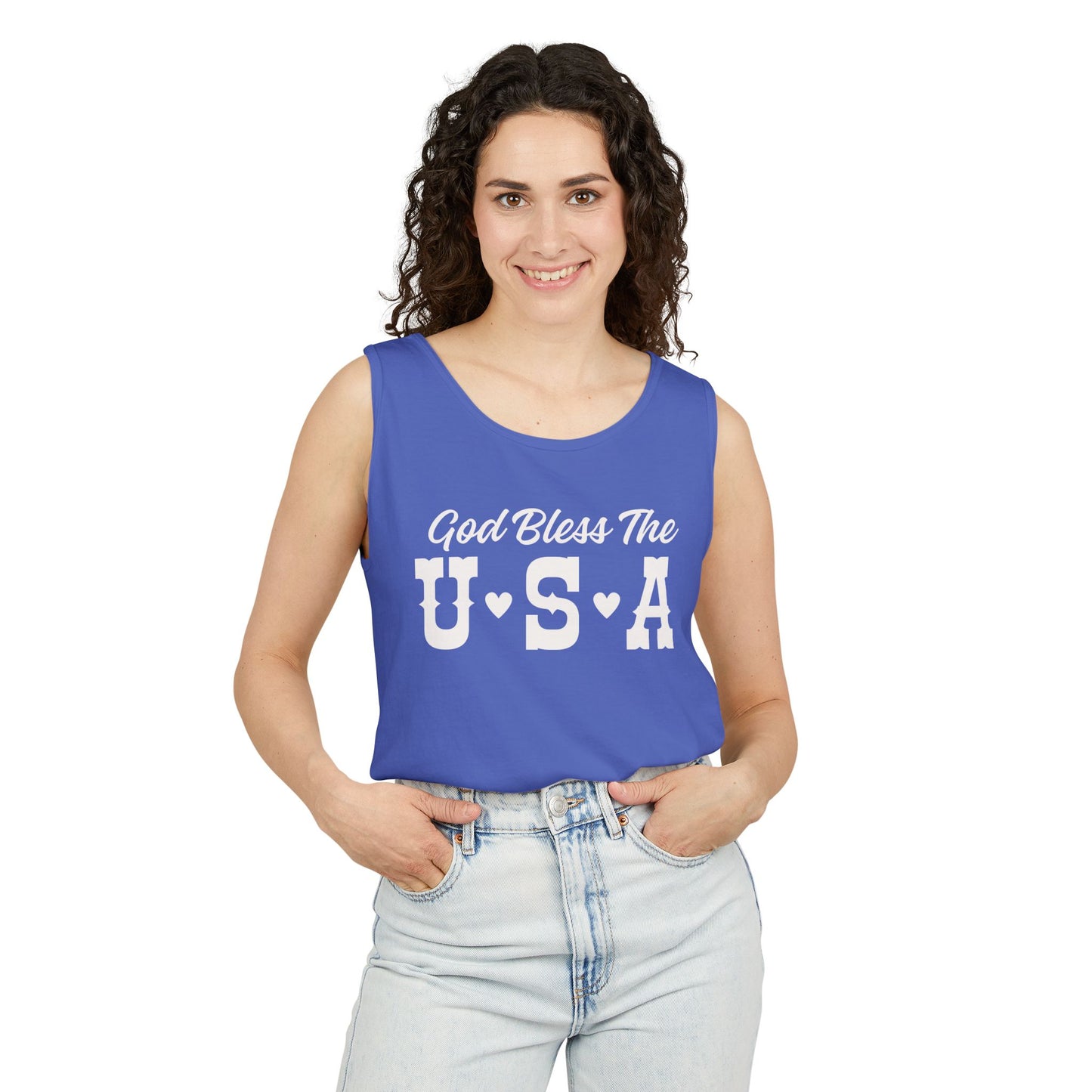 God Bless The USA Unisex Tank Top - Summer Essential, Casual Wear, Gift for Patriots, Independence Day, Soft Cotton Top
