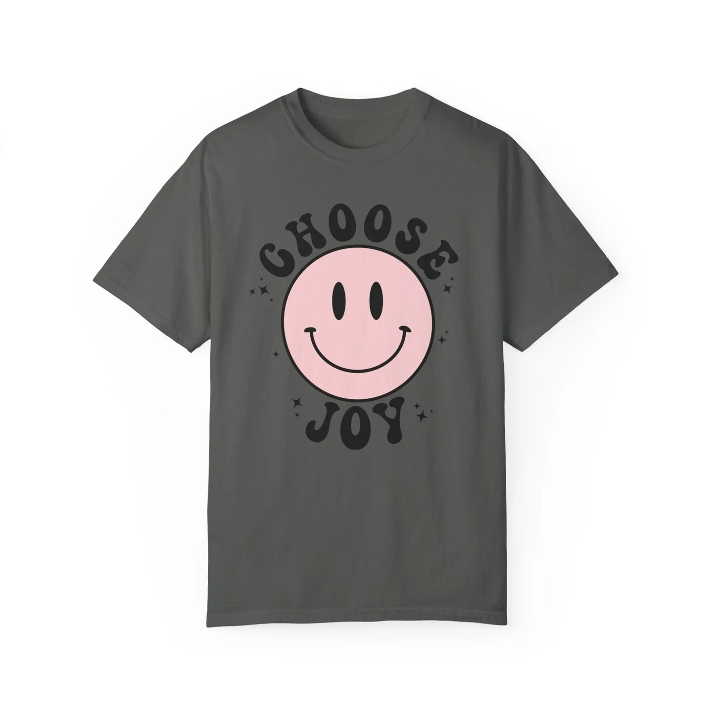 Choose Joy (Large) Comfort Colors T-Shirt, Smiley Face Tee, Retro Graphic Shirt, Gift for Teen Girls, Trendy Apparel, Faith Tshirt Printify