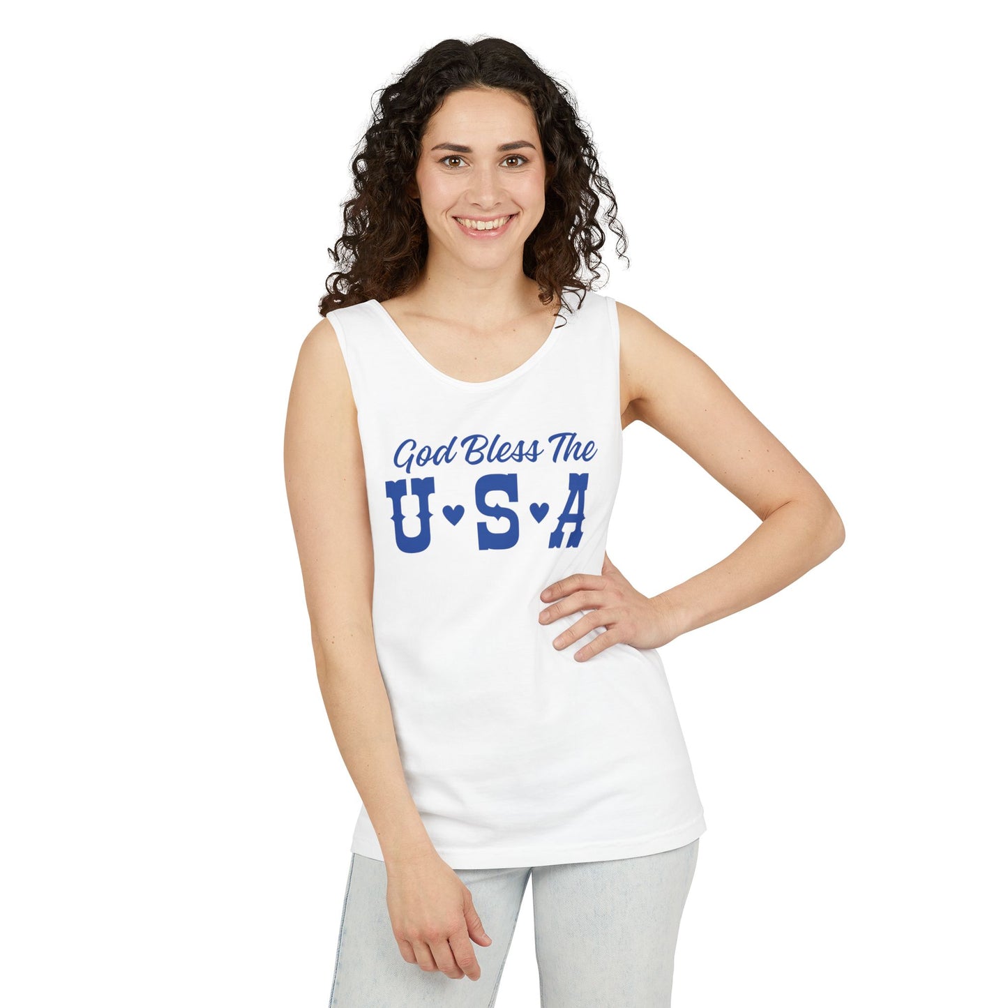 God Bless The USA Unisex Tank Top - Summer Essential, Casual Wear, Gift for Patriots, Independence Day, Soft Cotton Top