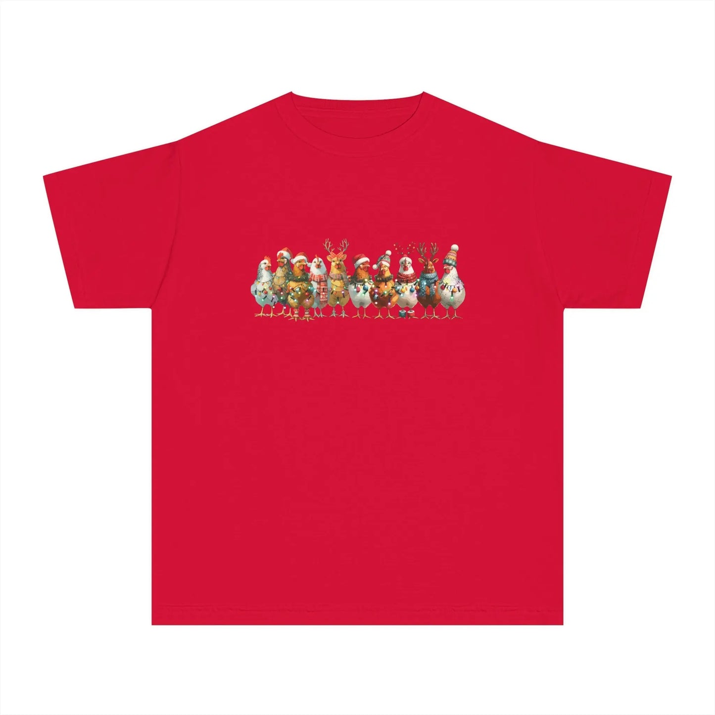 Youth Christmas Chickens T-Shirt Printify