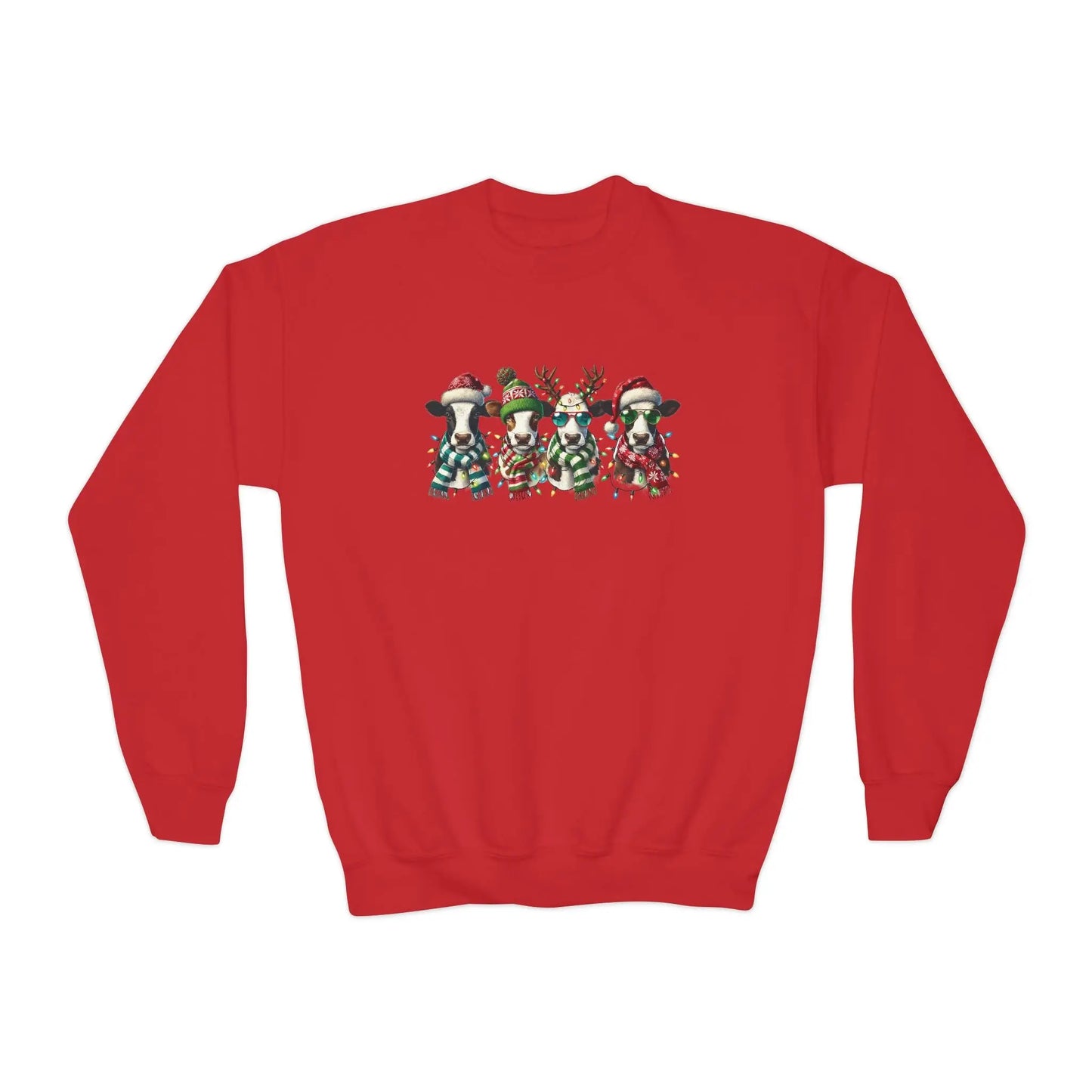 Kids Christmas Cow Sweatshirt Printify