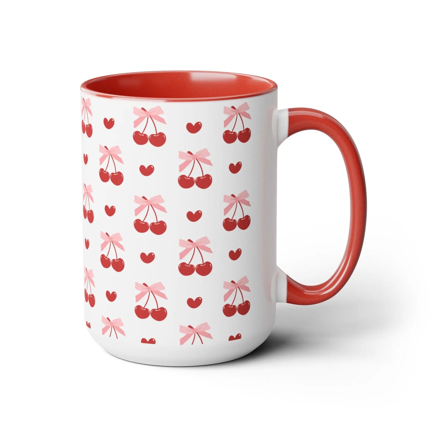 Coquette Cherries and Pink Bows Coffee Mug Printify