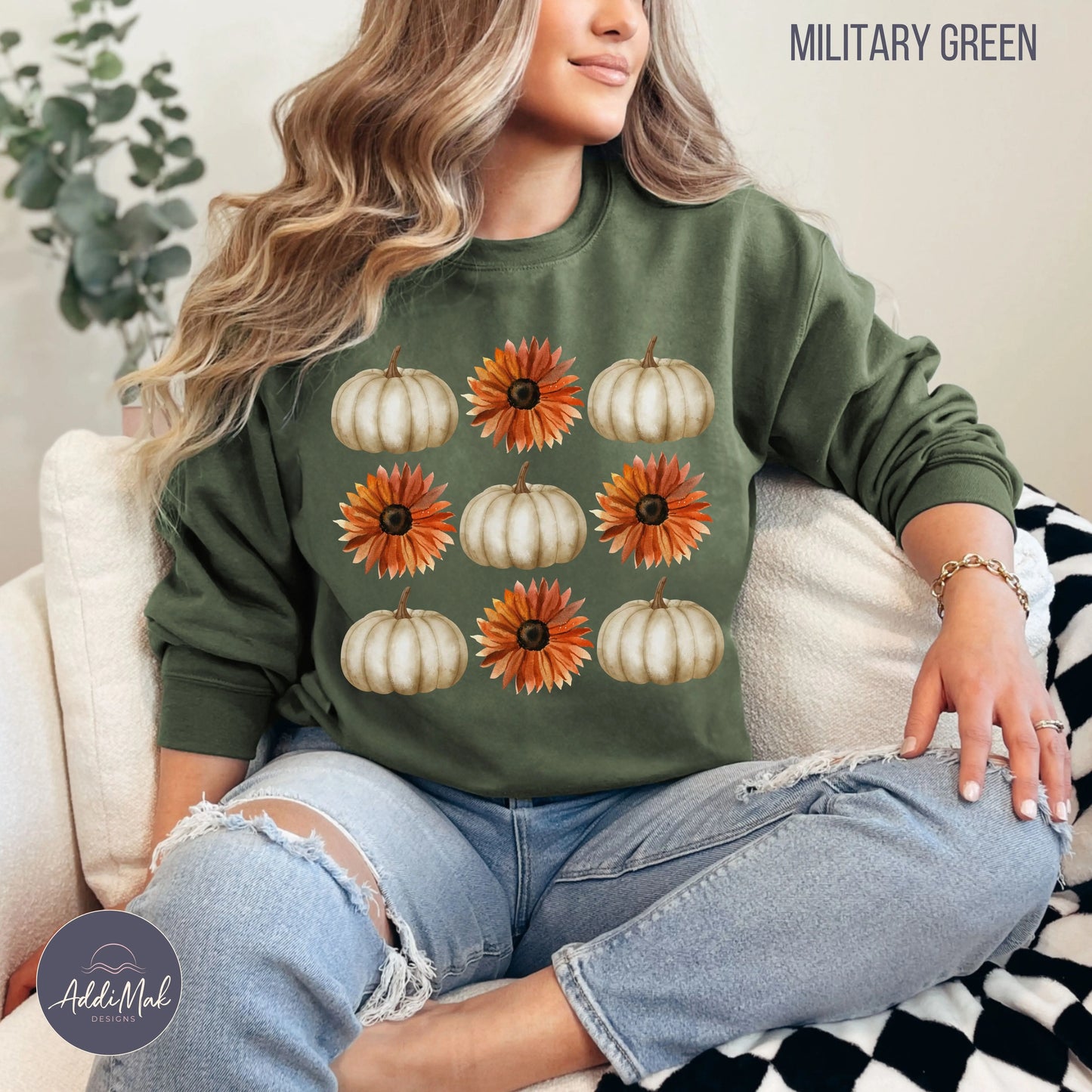 Pumpkins and Sunflowers Sweatshirt Printify