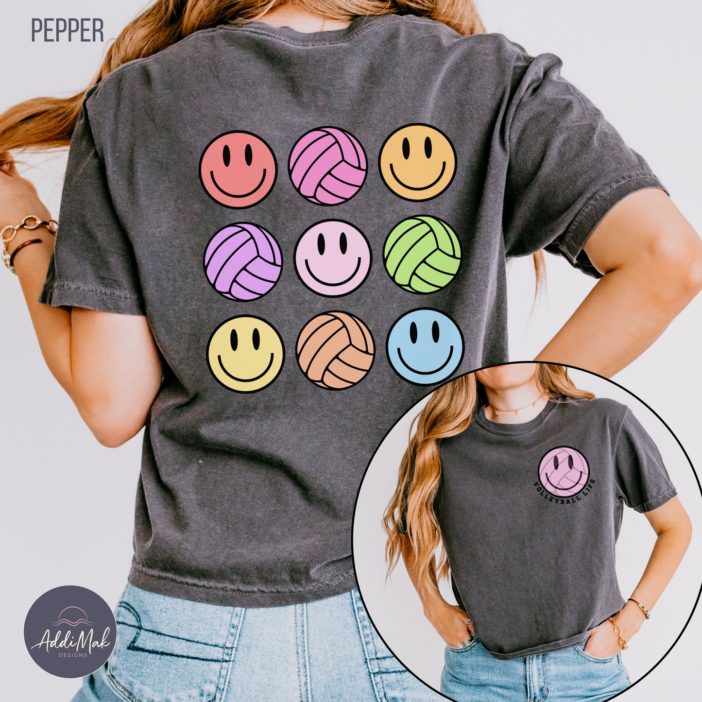 Retro Volleyball Life Smiley Cropped T-Shirt