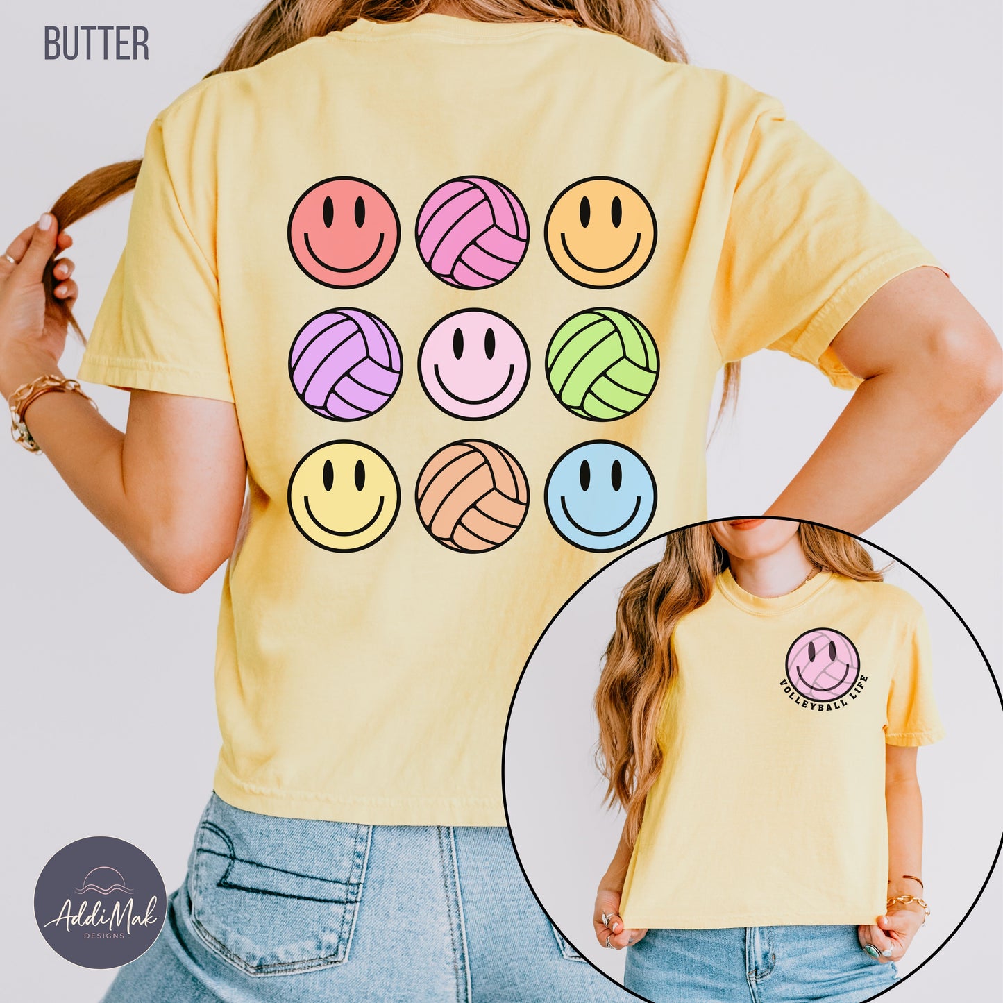 Retro Volleyball Life Smiley Cropped T-Shirt