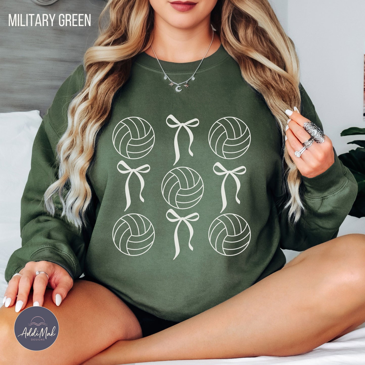 Bows and Volleyballs Coquette Sweatshirt Printify