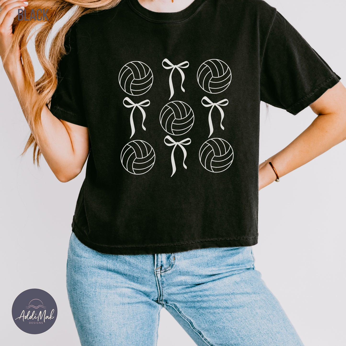 Bows and Volleyballs Coquette Cropped T-Shirt