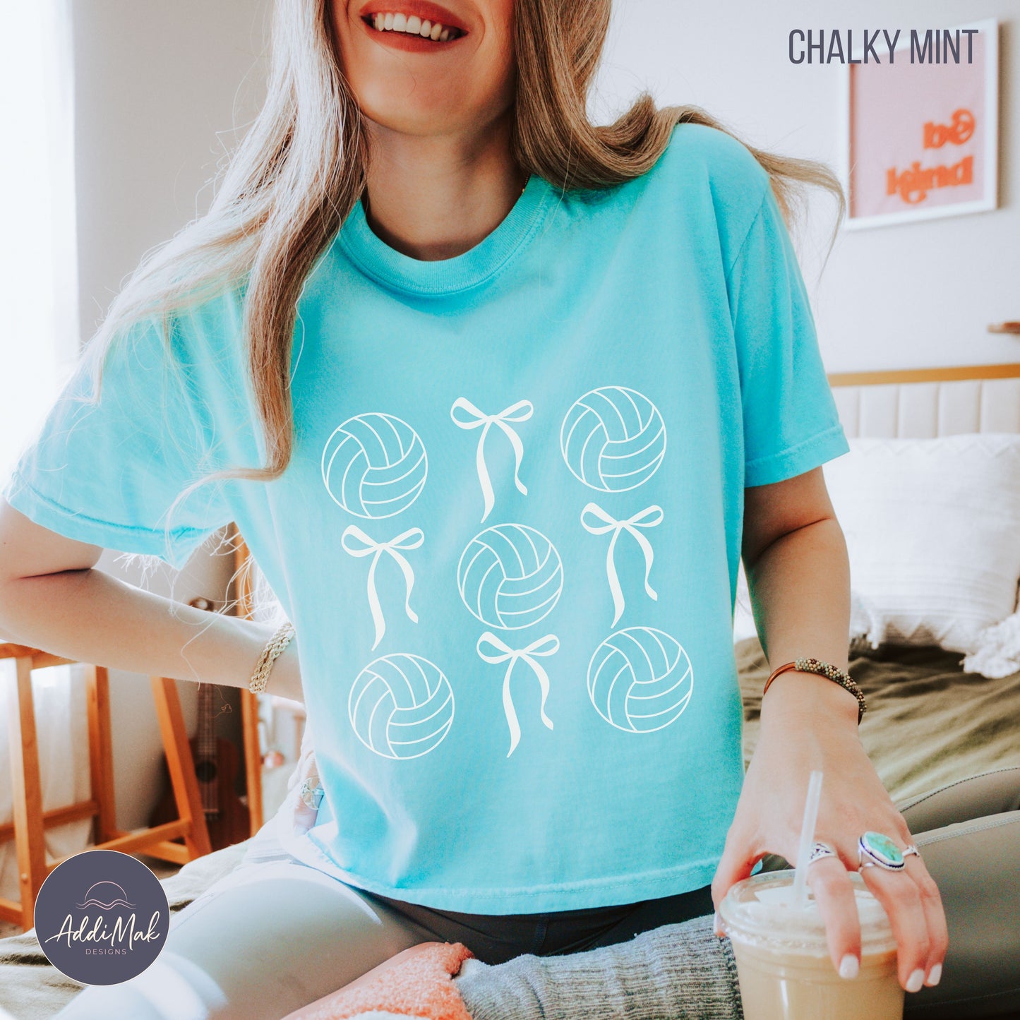 Bows and Volleyballs Coquette Cropped T-Shirt