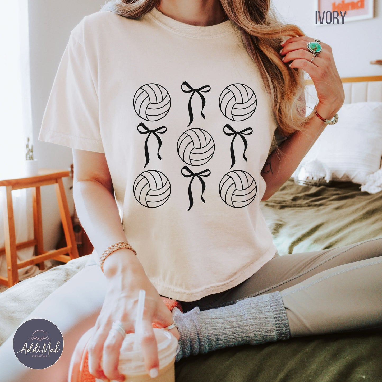 Bows and Volleyballs Coquette Cropped T-Shirt Printify