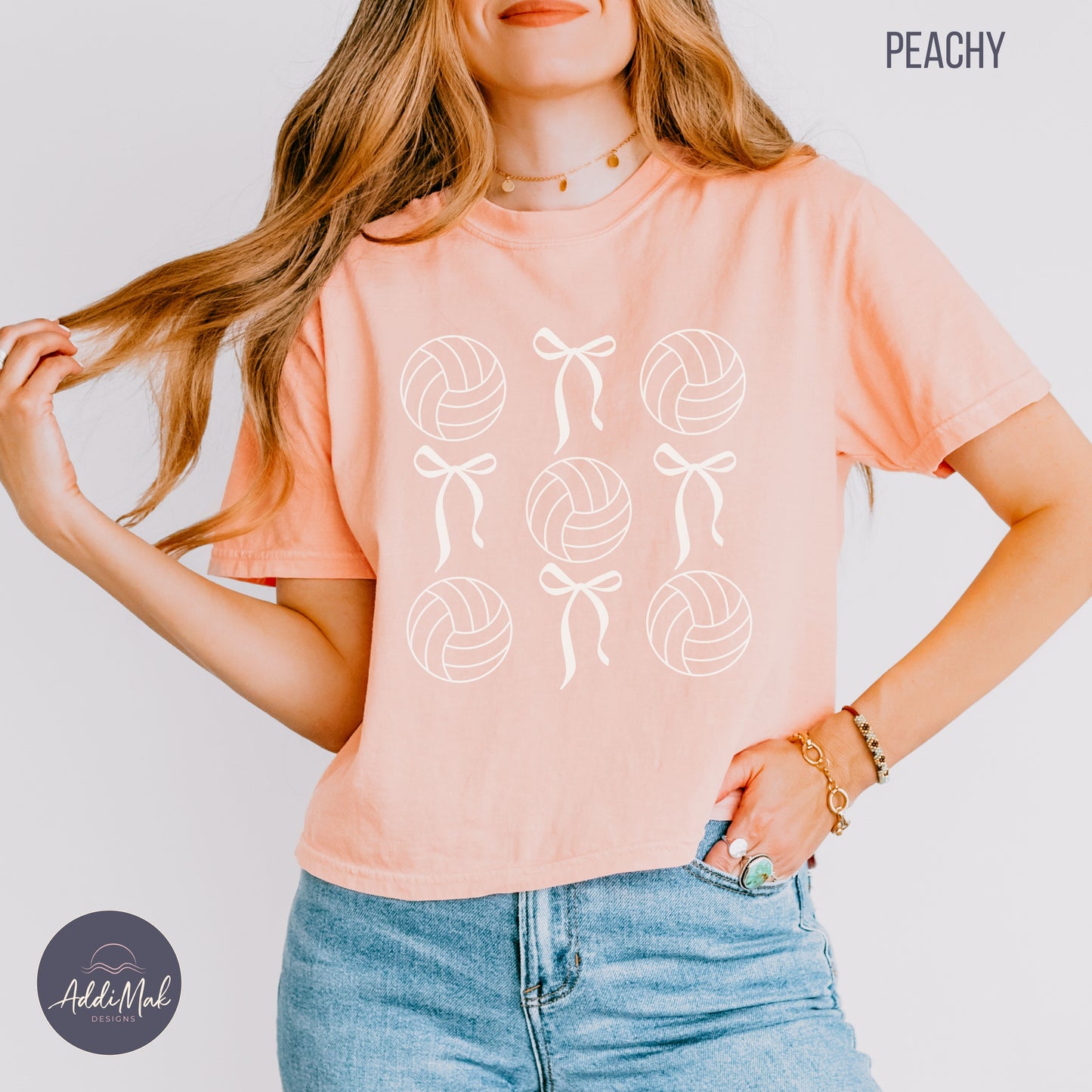 Bows and Volleyballs Coquette Cropped T-Shirt