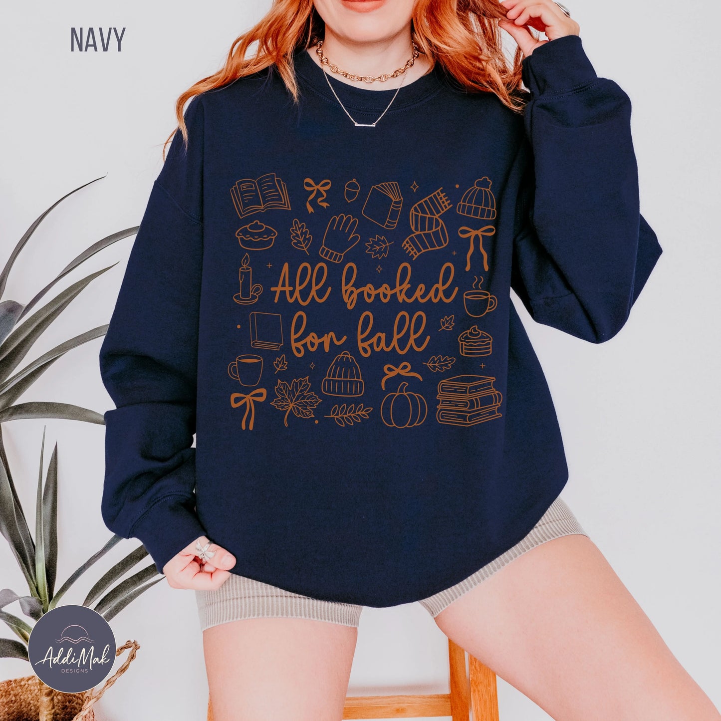 All Booked for Fall Doodle Sweatshirt Printify