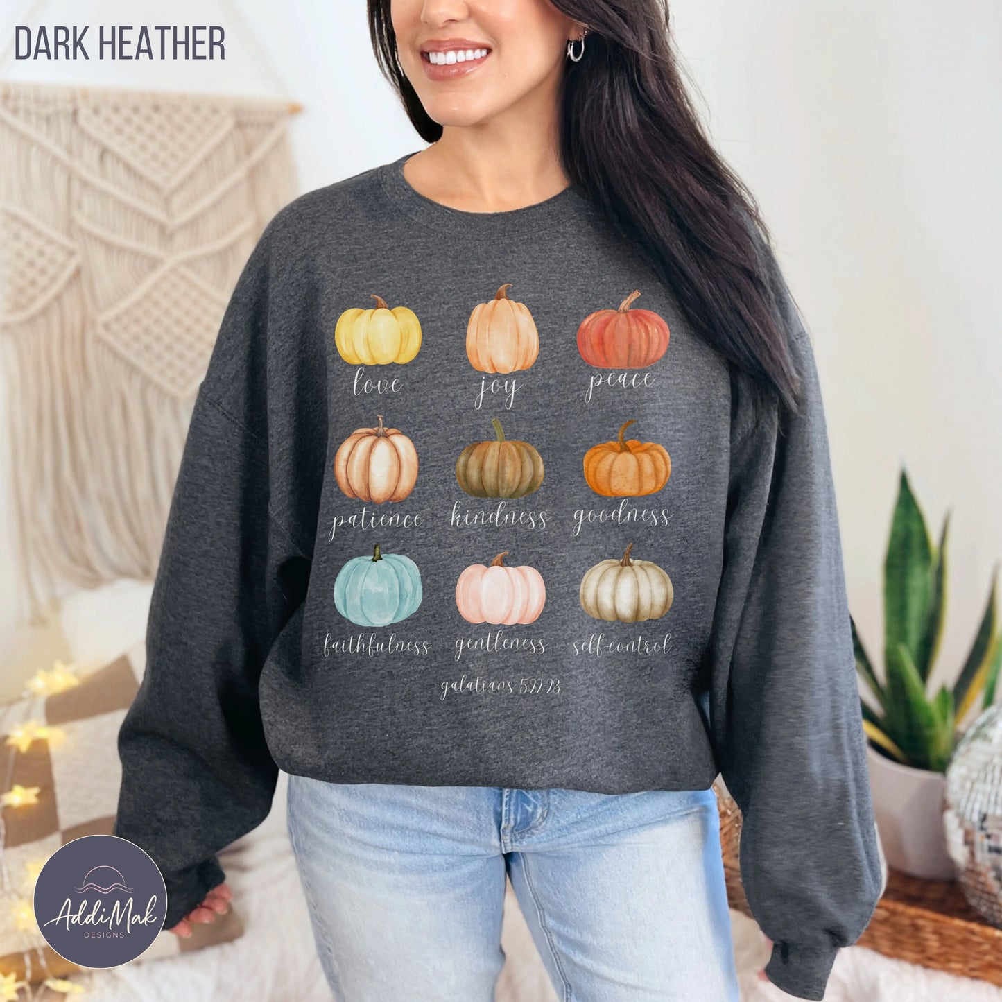 Colorful Pumpkin Fruits of the Spirit Sweatshirt Printify