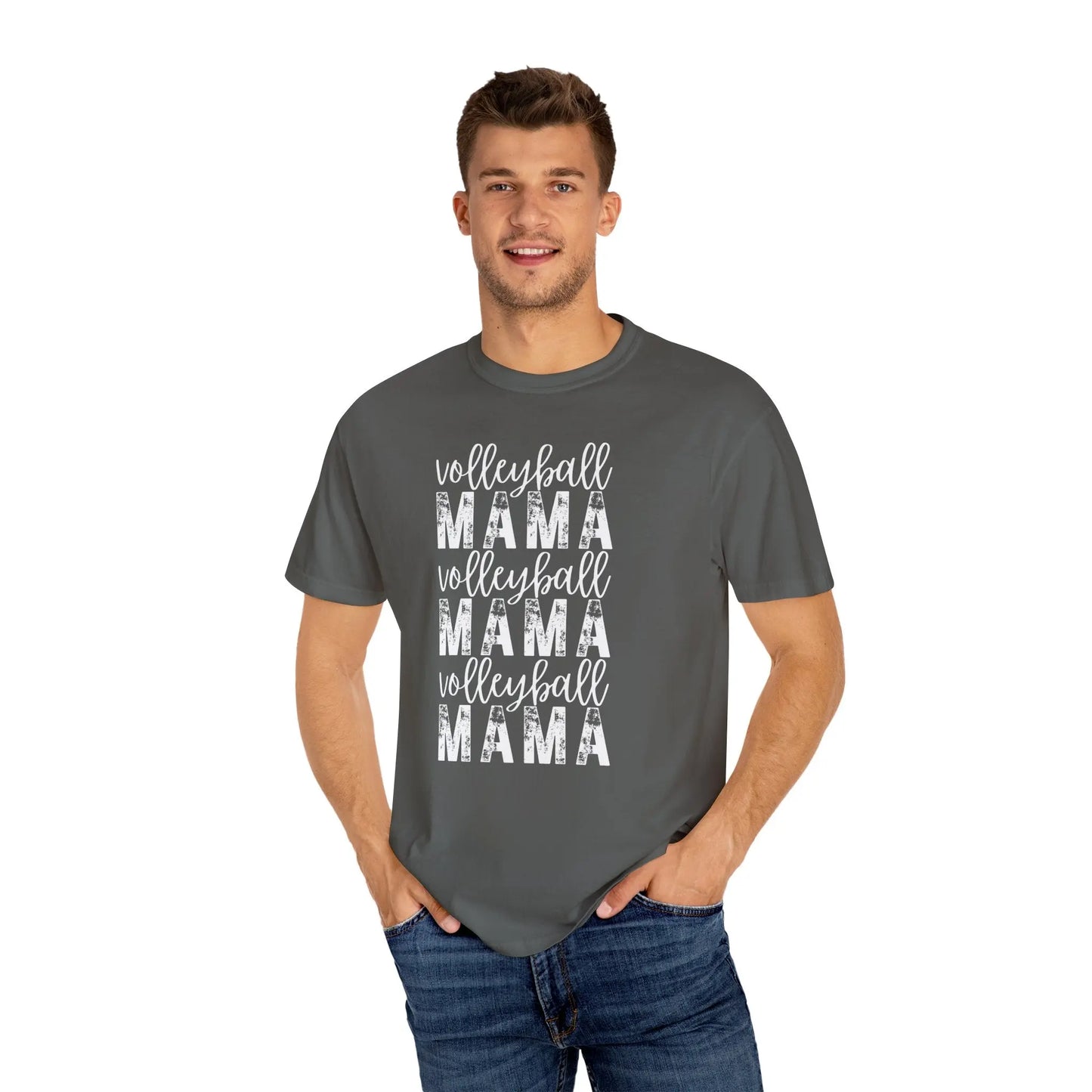 Volleyball Mama -Script and Bold Grunge Tee Printify