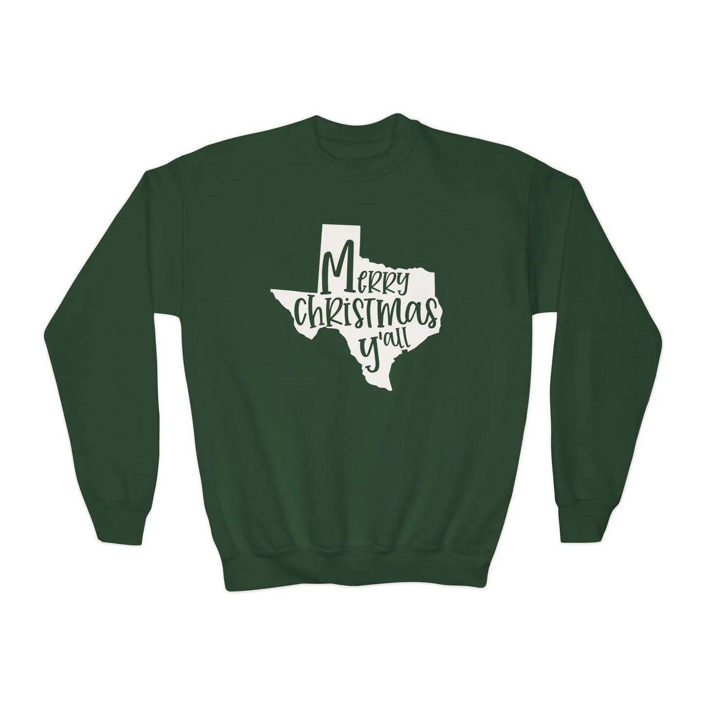 Youth Texas Merry Christmas Y'all Sweatshirt Printify