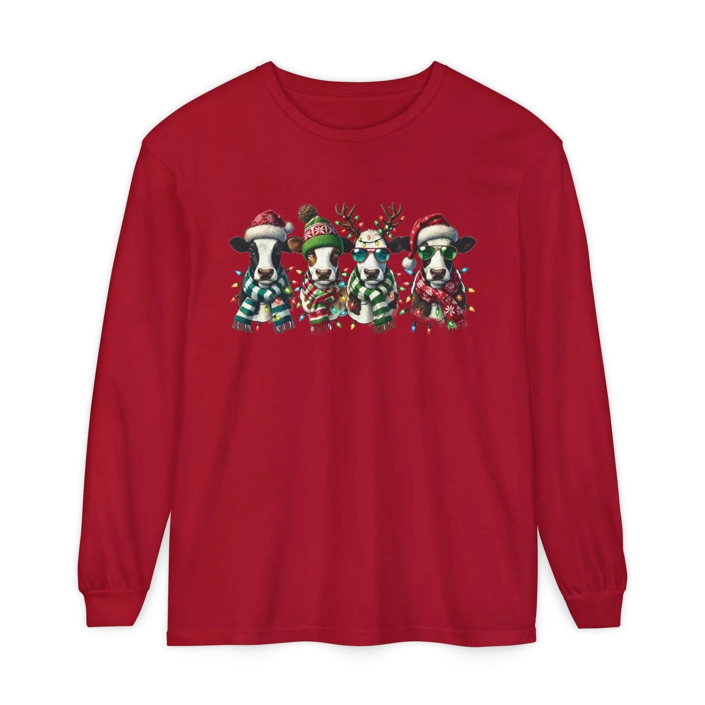 Christmas Cows Long Sleeve T-Shirt Printify