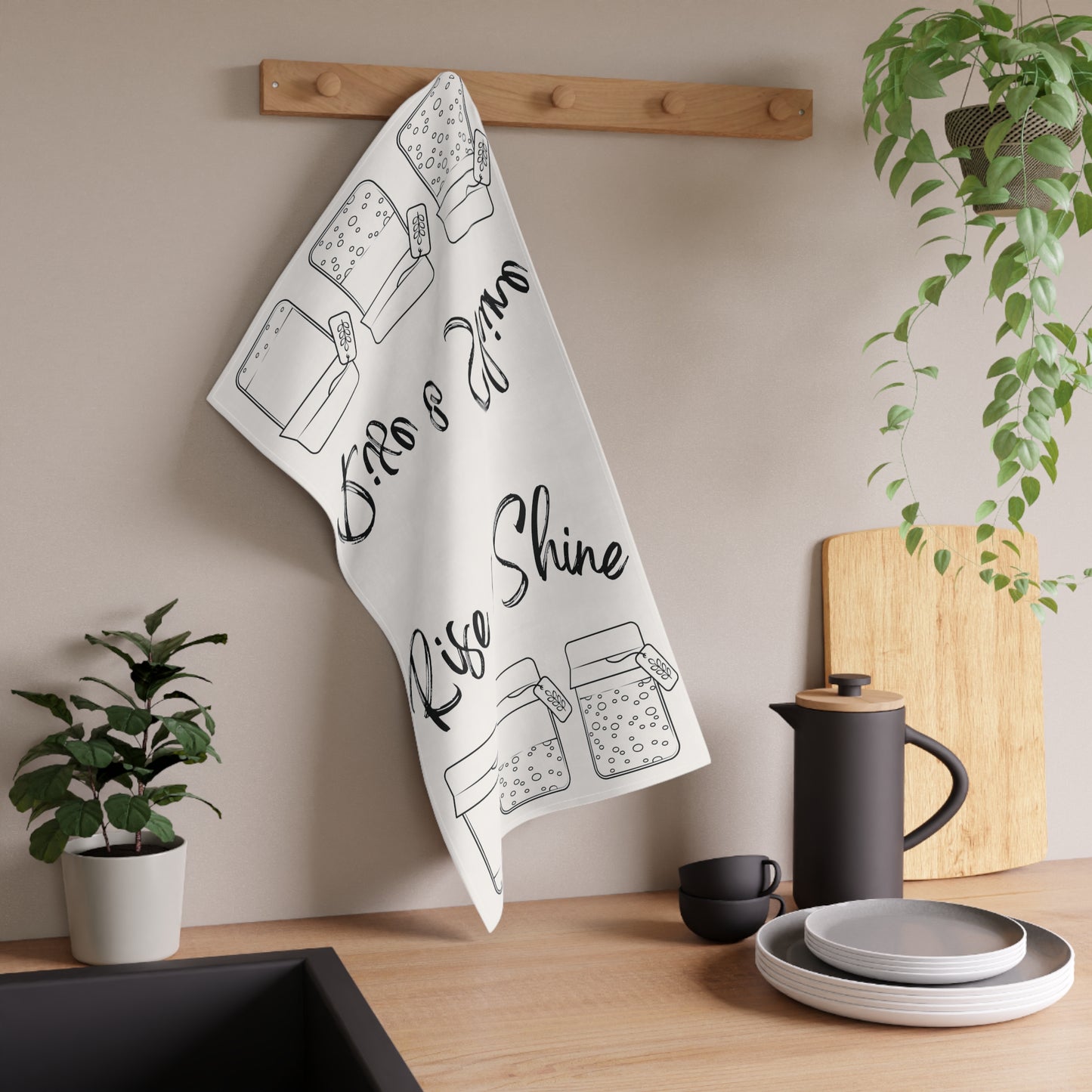 Rise and Shine Sourdough Starter Kitchen Tea Towel