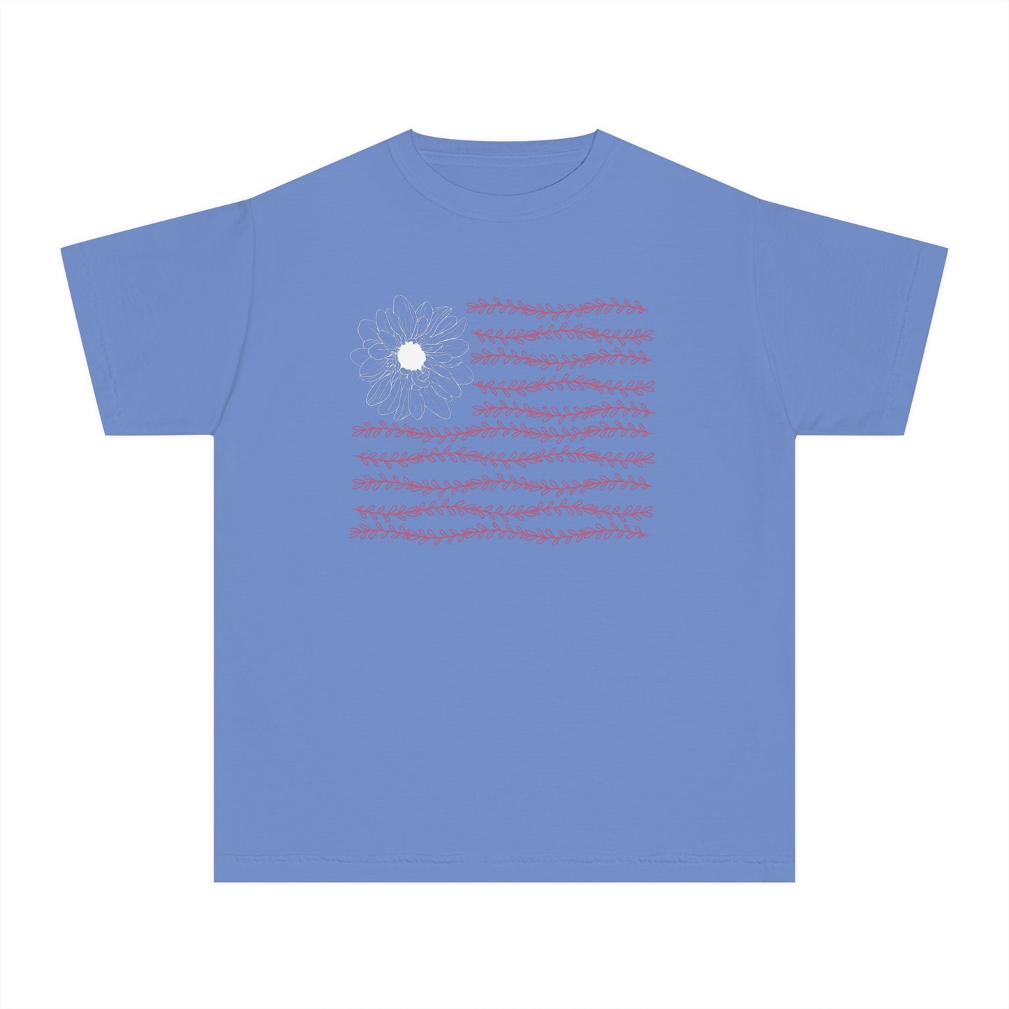 YOUTH Flower and Vines USA Flag Tee