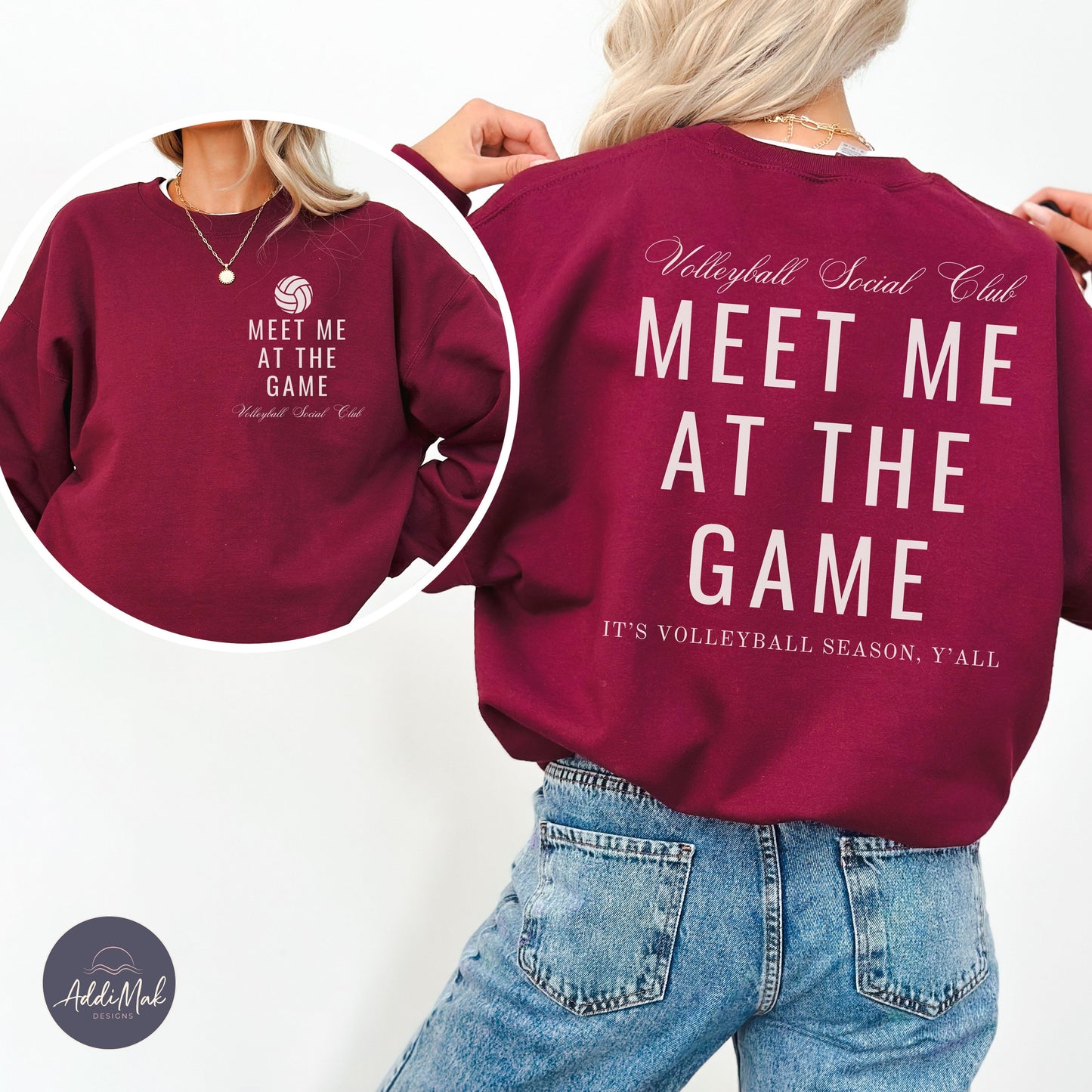 Meet Me At The Game Volleyball Social Club It's Volleyball Season Y'all Sweatshirt