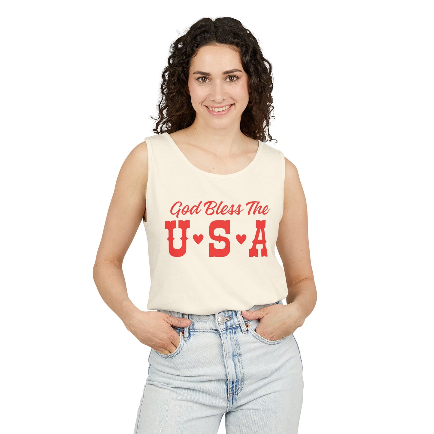 God Bless The USA Unisex Tank Top - Summer Essential, Casual Wear, Gift for Patriots, Independence Day, Soft Cotton Top