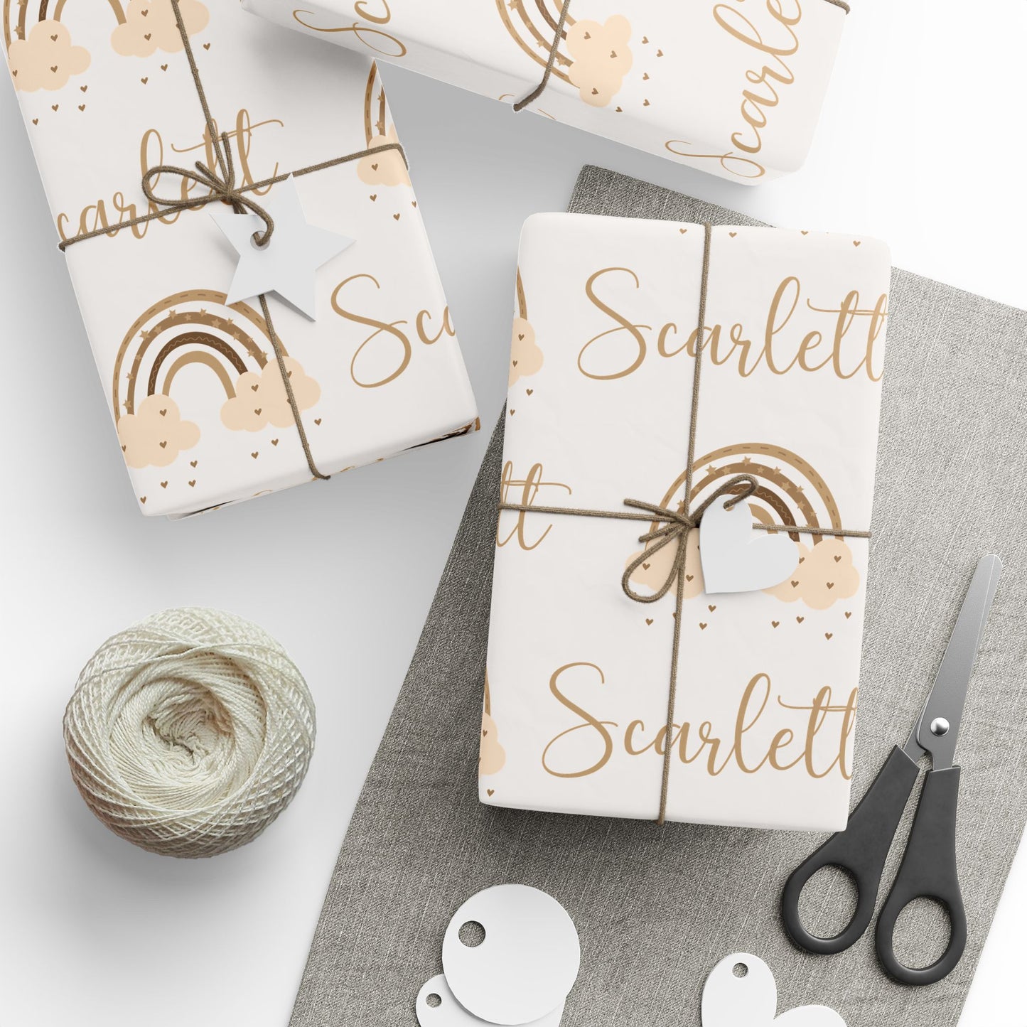 Wrapping Paper Roll - Custom Name Boho Rainbow