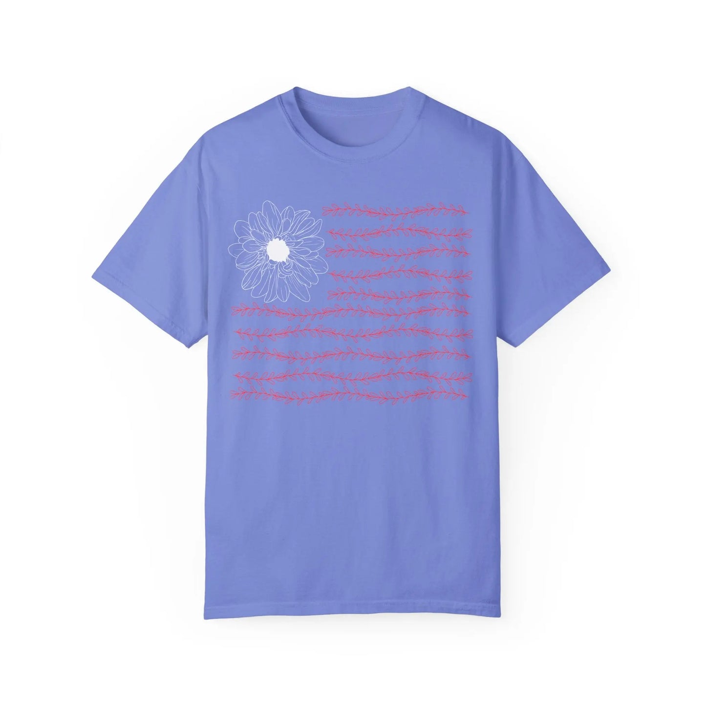 Flowers and Vines USA Flag T-Shirt Printify
