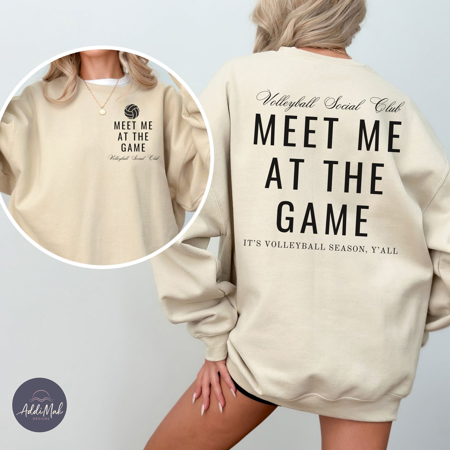 Meet Me At The Game Volleyball Social Club It's Volleyball Season Y'all Sweatshirt