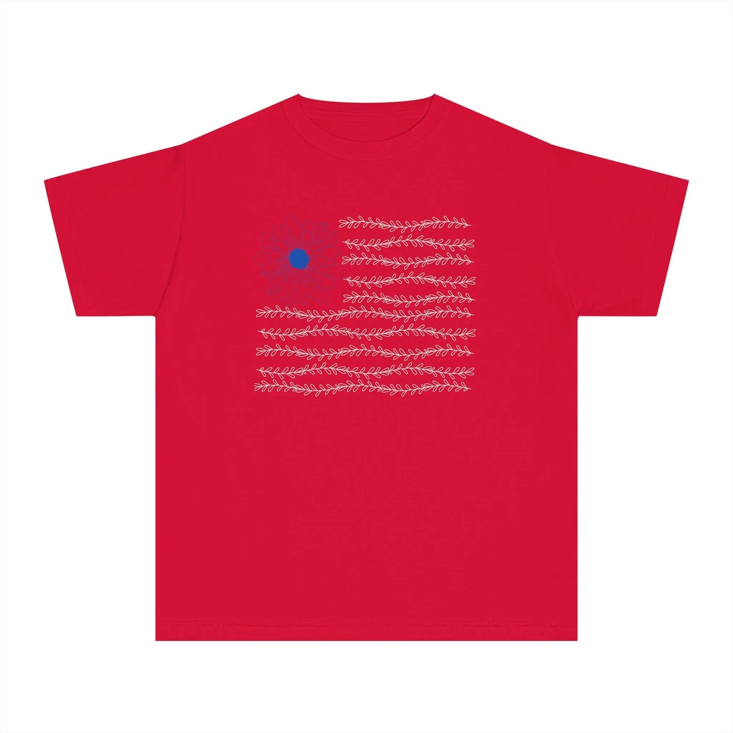 YOUTH Flower and Vines USA Flag Tee Printify