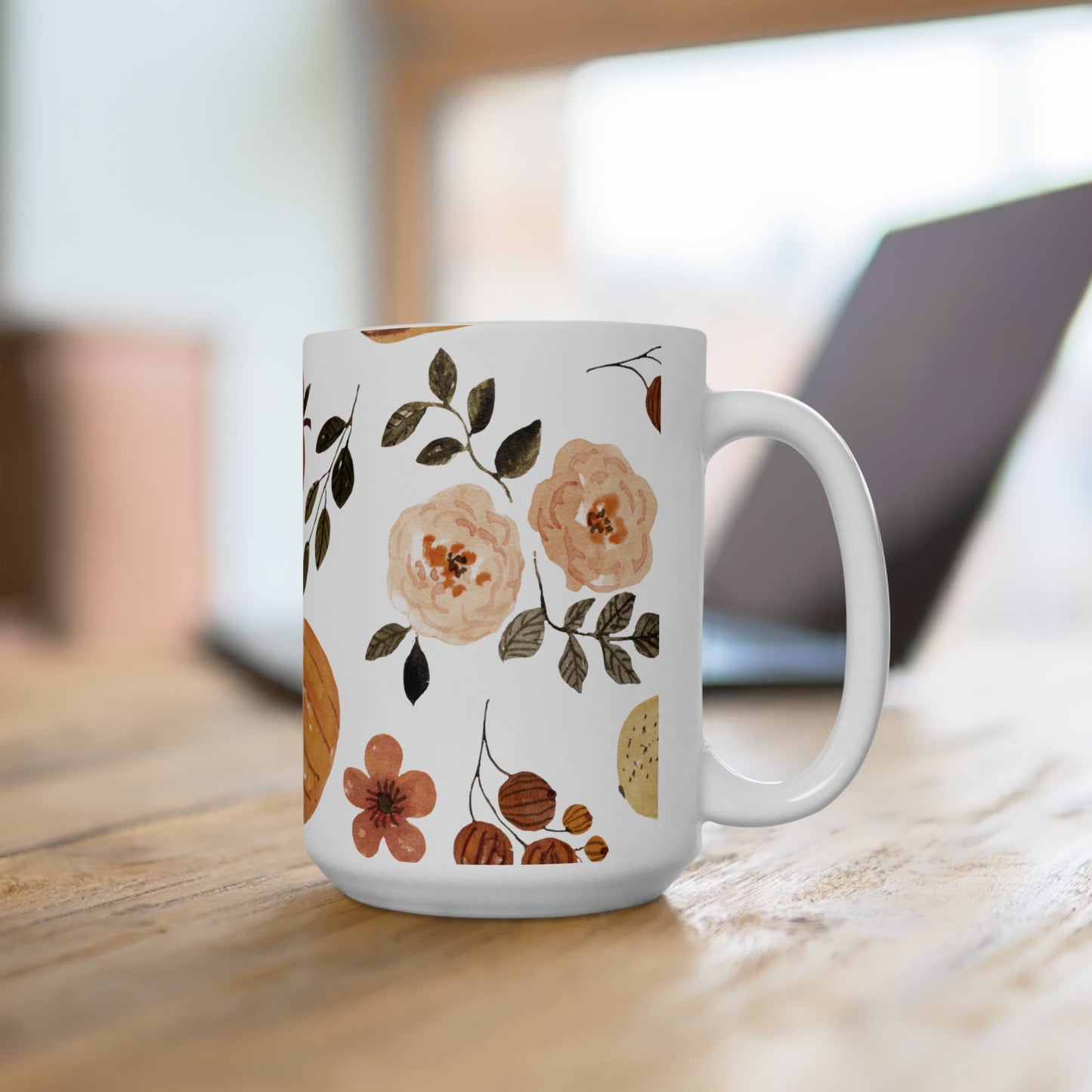 Fall Floral Ceramic Mug 15oz
