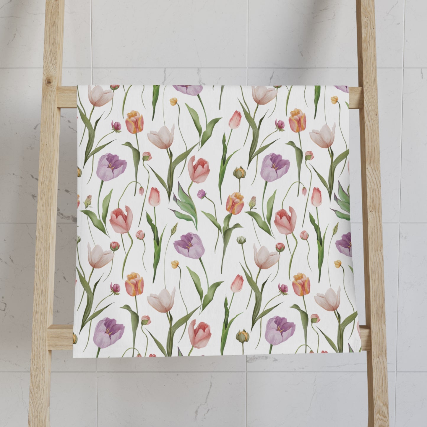 Pink Tulip Bath or Kitchen Hand Towel