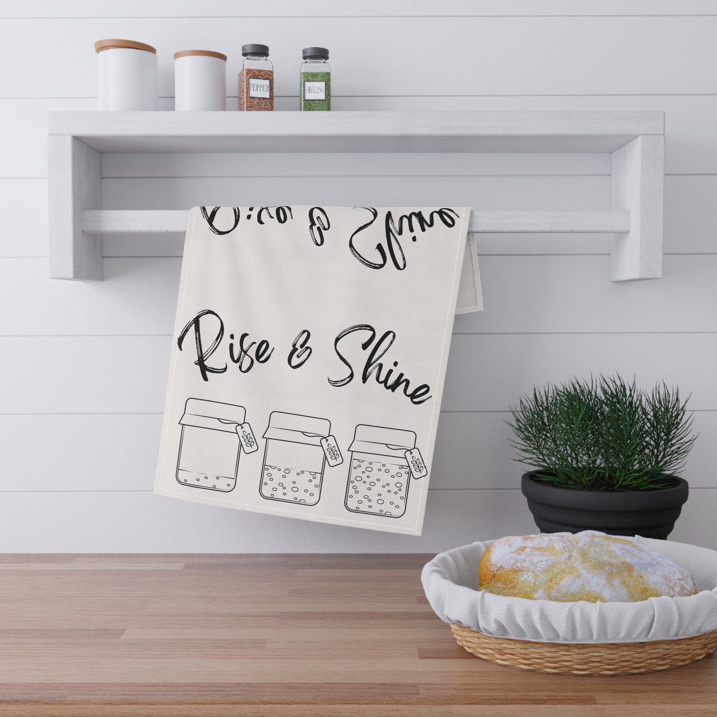 Rise and Shine Sourdough Starter Kitchen Tea Towel