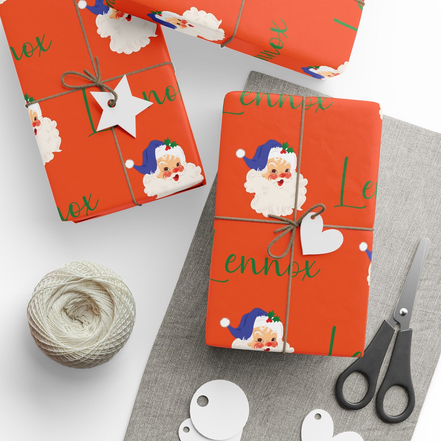 Wrapping Paper Roll - Custom Name Retro Santa