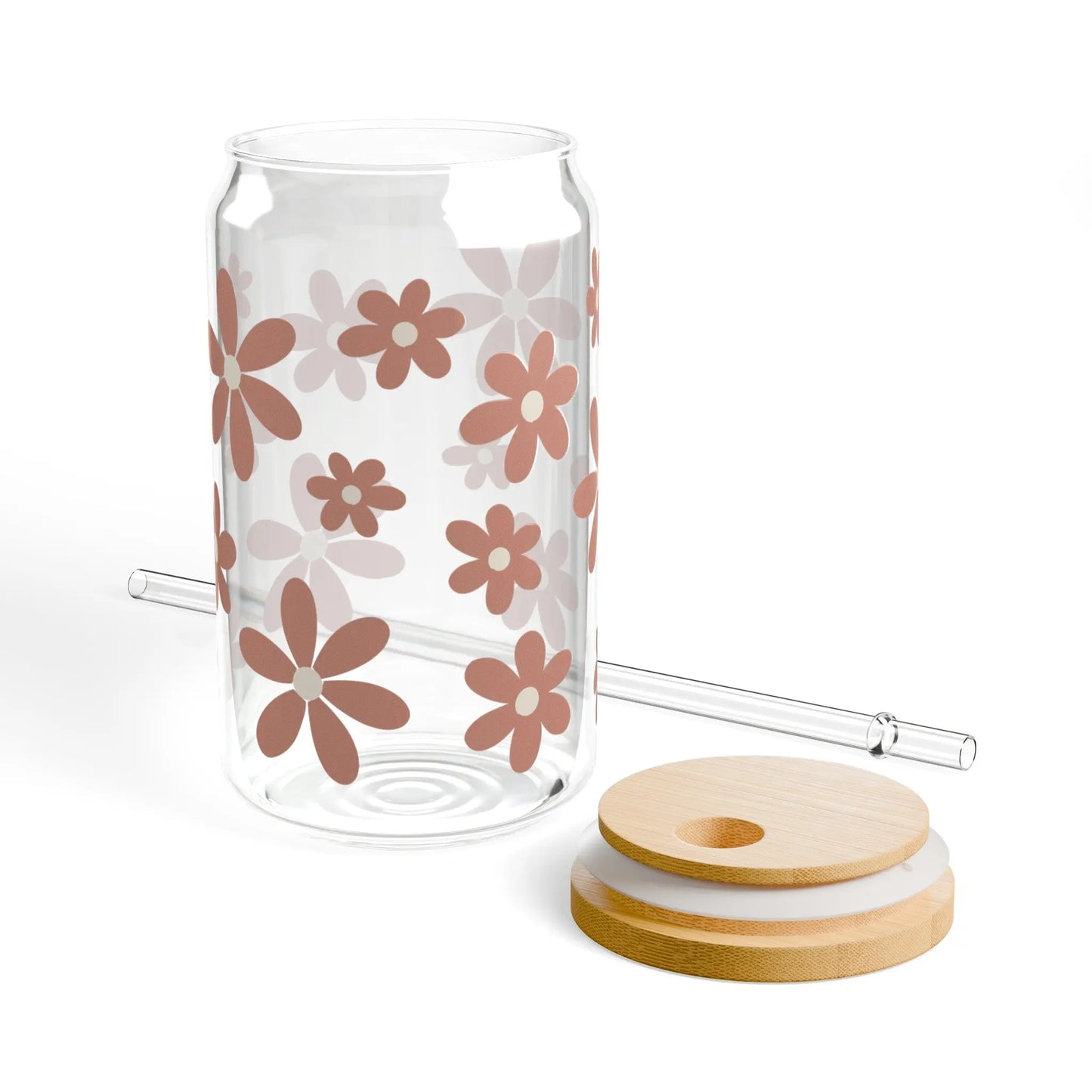 Daisy Glass Can Iced Coffee Cup Printify