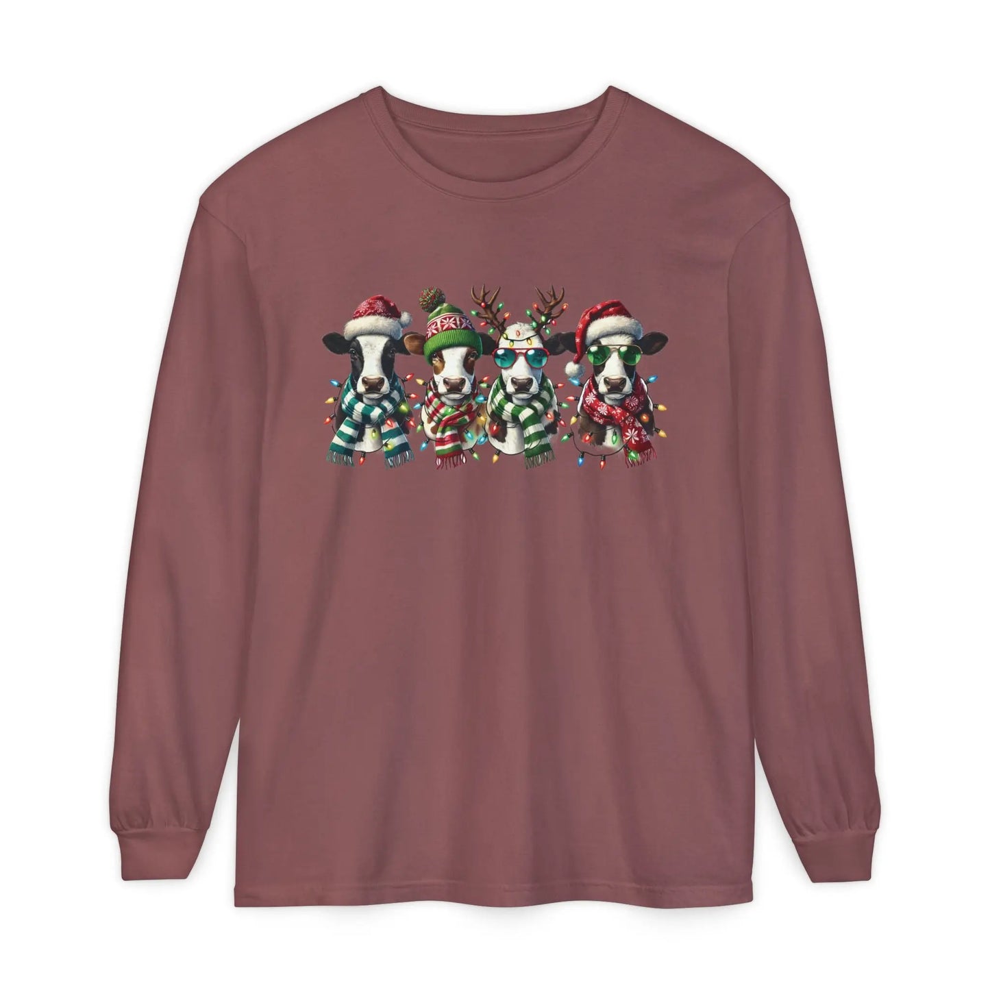 Christmas Cows Long Sleeve T-Shirt Printify