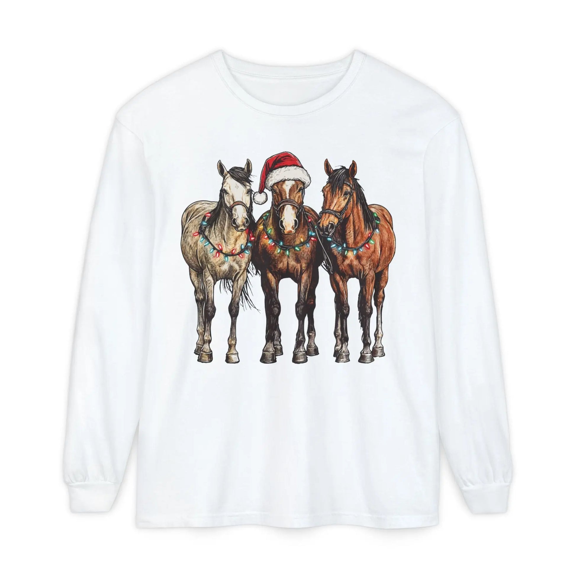 Christmas Horse Long Sleeve Shirt Printify