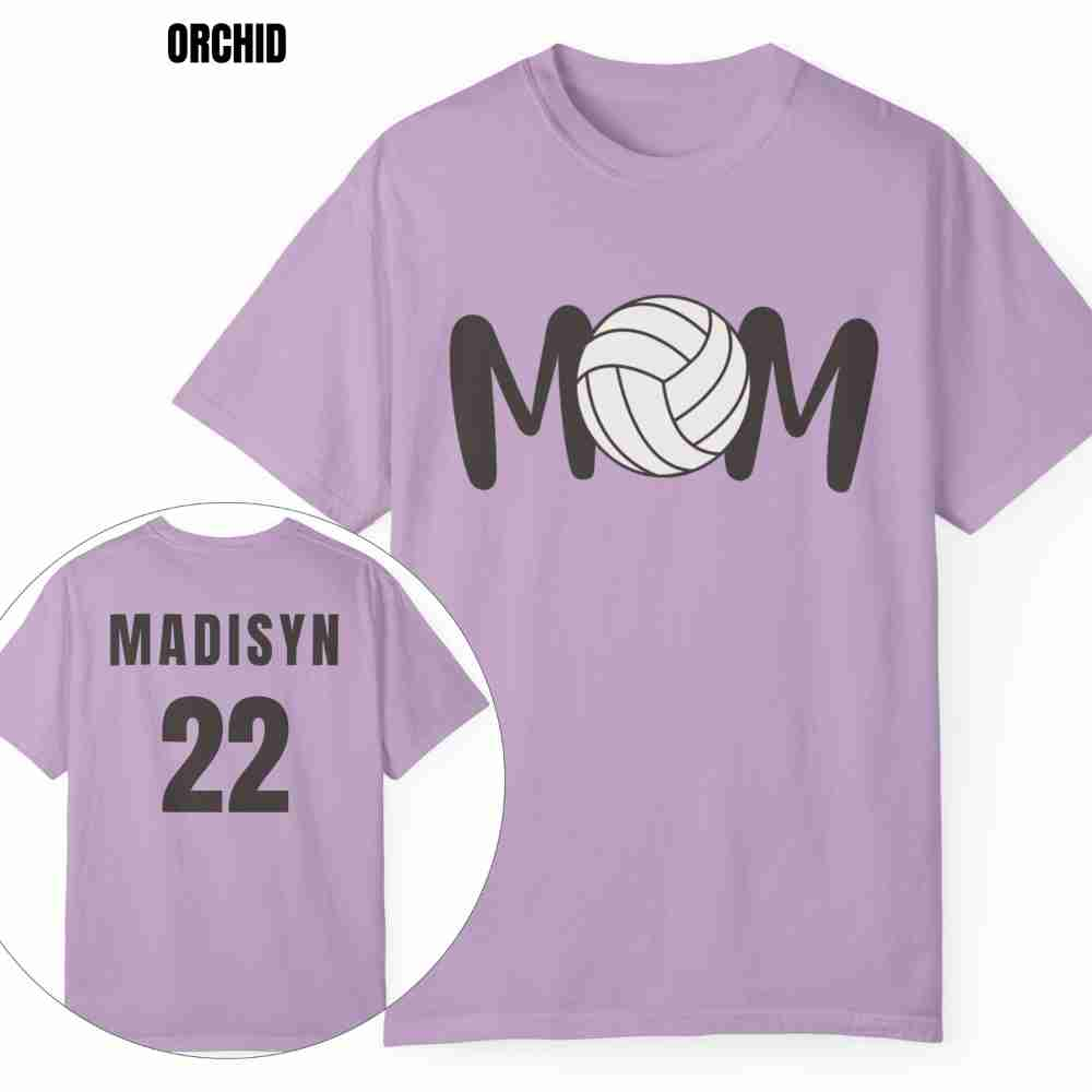 Custom MOM Volleyball Tee with Personalized Name and Number on Back