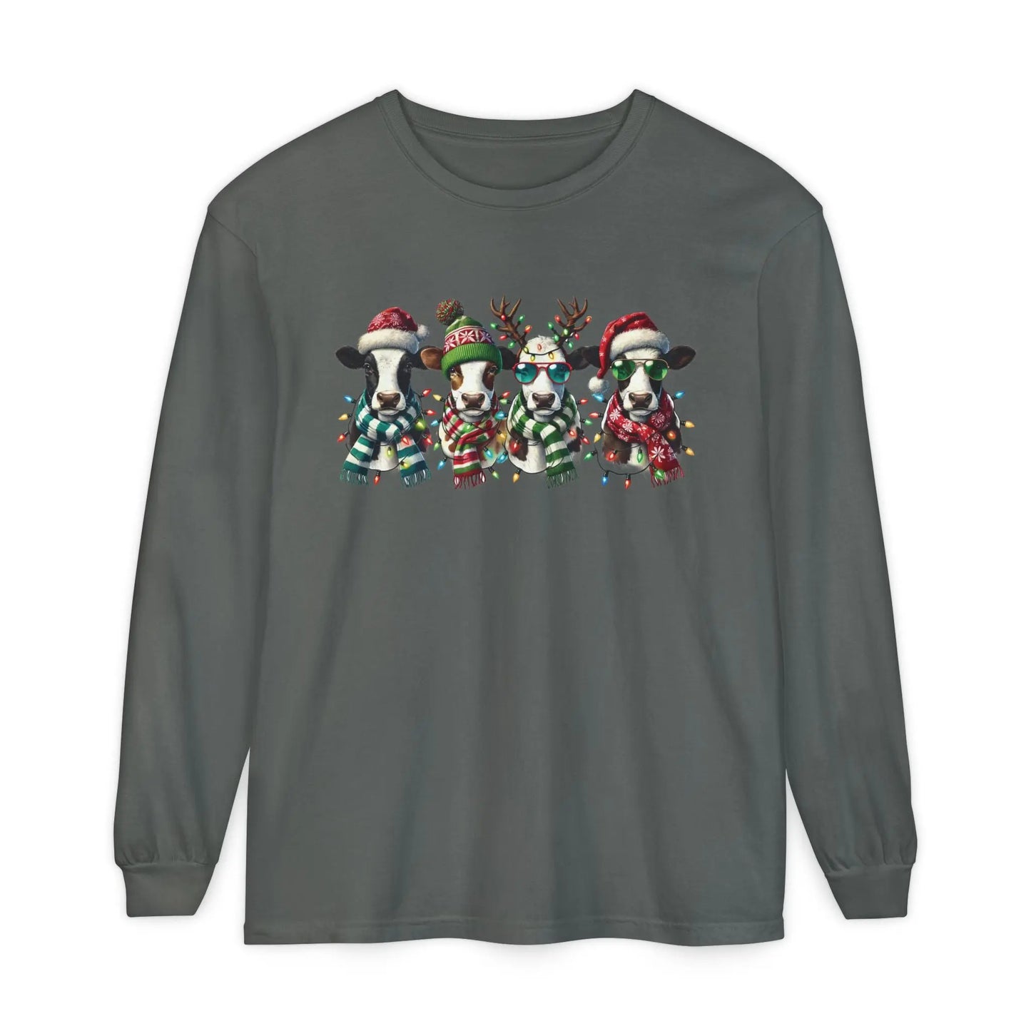 Christmas Cows Long Sleeve T-Shirt Printify
